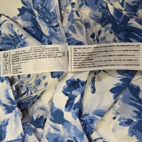 Abercrombie & Fitch NWT Emerson Poplin Puff Sleeve Midi Dress Blue- Size XL - Picture 7 of 7